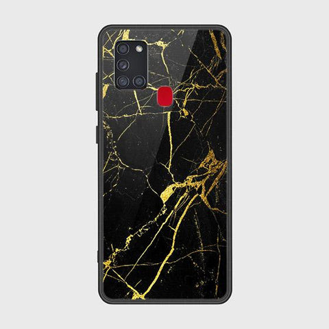 Samsung Galaxy A21s Cover - Black Marble Series - HQ Ultra Shine Premium Infinity Glass Soft Silicon Borders Case