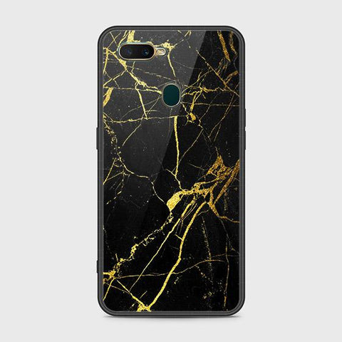 Oppo A7 Cover - Black Marble Series - HQ Ultra Shine Premium Infinity Glass Soft Silicon Borders Case