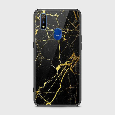 Realme 3 Pro Cover - Black Marble Series - HQ Ultra Shine Premium Infinity Glass Soft Silicon Borders Case