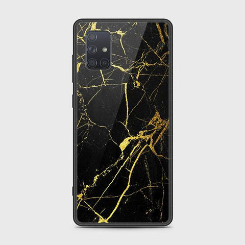 Samsung Galaxy A71 Cover - Black Marble Series - HQ Ultra Shine Premium Infinity Glass Soft Silicon Borders Case