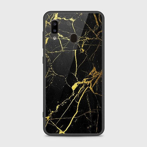 Samsung Galaxy A20 Cover - Black Marble Series - HQ Ultra Shine Premium Infinity Glass Soft Silicon Borders Case