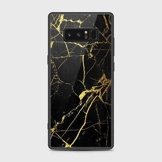 Samsung Galaxy Note 8 Cover - Black Marble Series - HQ Ultra Shine Premium Infinity Glass Soft Silicon Borders Case (Fast Delivery)