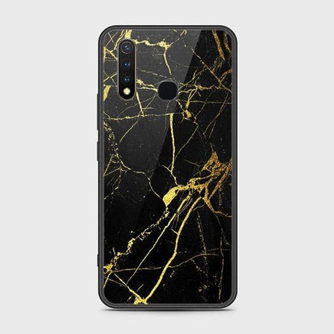 Vivo Y19 Cover - Black Marble Series - HQ Ultra Shine Premium Infinity Glass Soft Silicon Borders Case