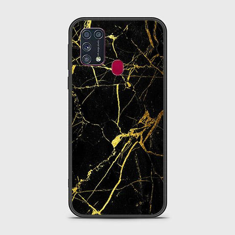 Samsung Galaxy M31 Cover - Black Marble Series - HQ Ultra Shine Premium Infinity Glass Soft Silicon Borders Case