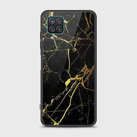 Samsung Galaxy A12 Cover - Black Marble Series - HQ Ultra Shine Premium Infinity Glass Soft Silicon Borders Case