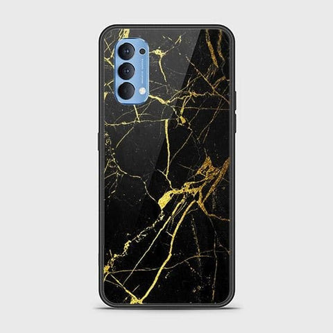 Oppo Reno 4 Cover - Black Marble Series - HQ Ultra Shine Premium Infinity Glass Soft Silicon Borders Case