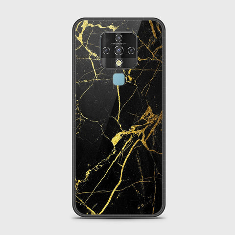 Tecno Camon 16 Cover - Black Marble Series - HQ Ultra Shine Premium Infinity Glass Soft Silicon Borders Case