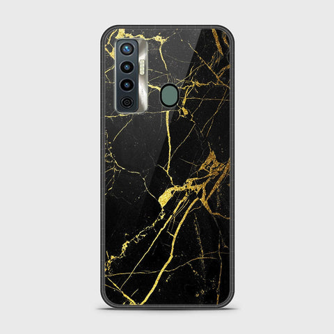 Tecno Camon 17 Cover - Black Marble Series - HQ Ultra Shine Premium Infinity Glass Soft Silicon Borders Case