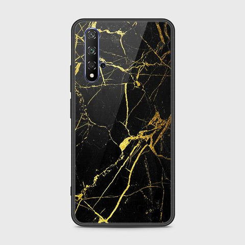 Honor 20 Cover - Black Marble Series - HQ Ultra Shine Premium Infinity Glass Soft Silicon Borders Case