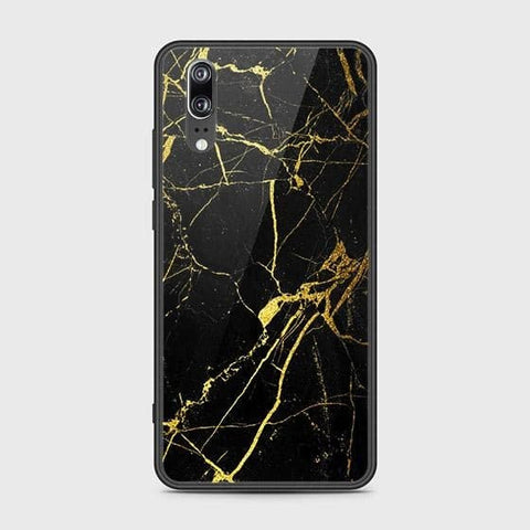 Huawei P20 Cover - Black Marble Series - HQ Ultra Shine Premium Infinity Glass Soft Silicon Borders Case