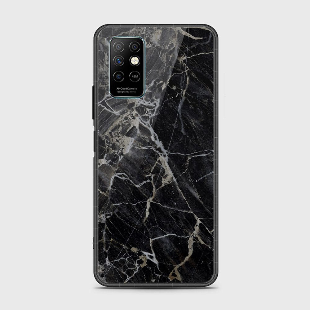 Infinix Note 8i Cover- Black Marble Series - HQ Ultra Shine Premium Infinity Glass Soft Silicon Borders Case