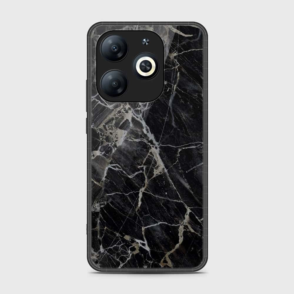 Infinix Smart 8 Pro Cover- Black Marble Series - HQ Ultra Shine Premium Infinity Glass Soft Silicon Borders Case