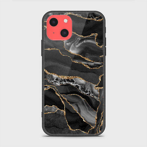 iPhone 13 Mini Cover - Black Marble Series - HQ Ultra Shine Premium Infinity Glass Soft Silicon Borders Case