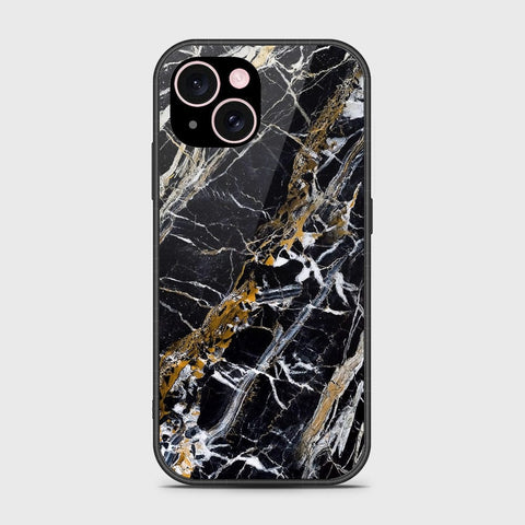 iPhone 15 Cover- Black Marble Series - HQ Ultra Shine Premium Infinity Glass Soft Silicon Borders Case