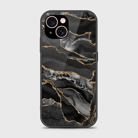 iPhone 15 Cover- Black Marble Series - HQ Ultra Shine Premium Infinity Glass Soft Silicon Borders Case