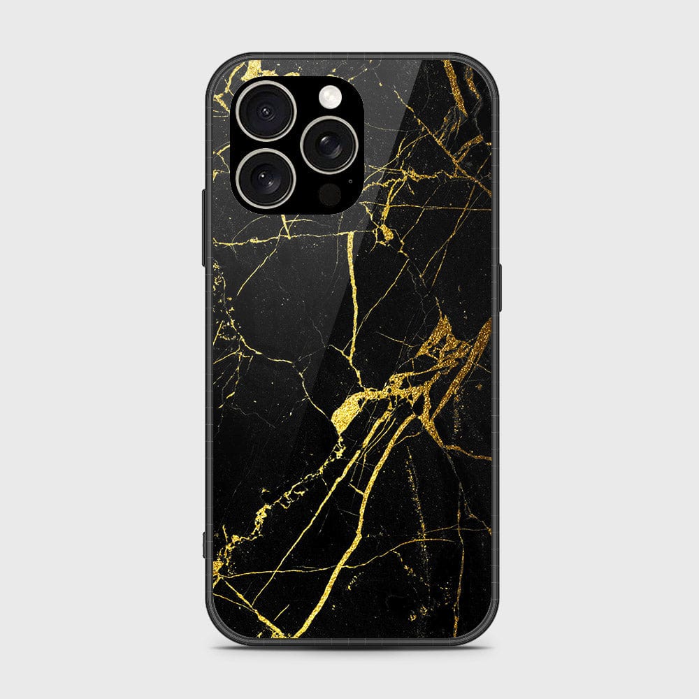 iPhone 15 Pro Max Cover- Black Marble Series - HQ Ultra Shine Premium Infinity Glass Soft Silicon Borders Case (Fast Delivery) (H)