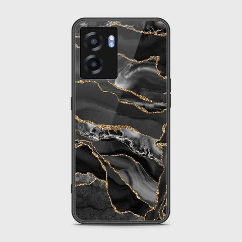 Oppo A56s Cover- Black Marble Series - HQ Ultra Shine Premium Infinity Glass Soft Silicon Borders Case