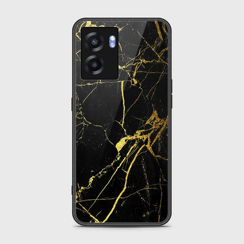 Oppo A56s Cover- Black Marble Series - HQ Ultra Shine Premium Infinity Glass Soft Silicon Borders Case