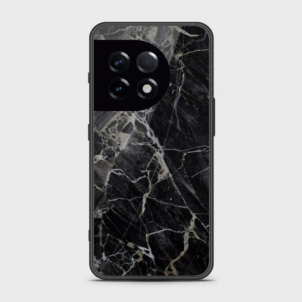 OnePlus 11Cover- Black Marble Series - HQ Ultra Shine Premium Infinity Glass Soft Silicon Borders Case