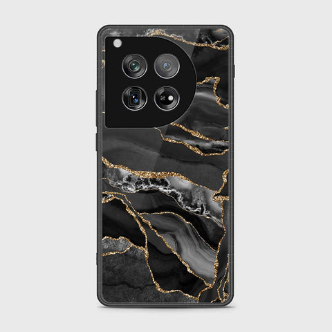 OnePlus 12 Cover- Black Marble Series - HQ Ultra Shine Premium Infinity Glass Soft Silicon Borders Case