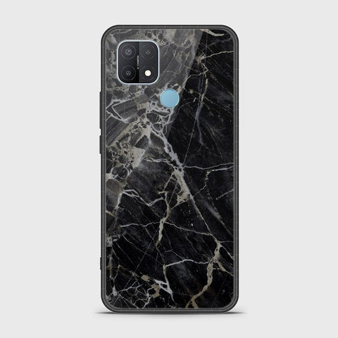 Oppo A15 Cover- Black Marble Series - HQ Ultra Shine Premium Infinity Glass Soft Silicon Borders Case