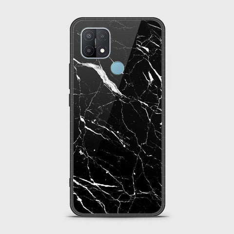 Oppo A15 Cover- Black Marble Series - HQ Ultra Shine Premium Infinity Glass Soft Silicon Borders Case