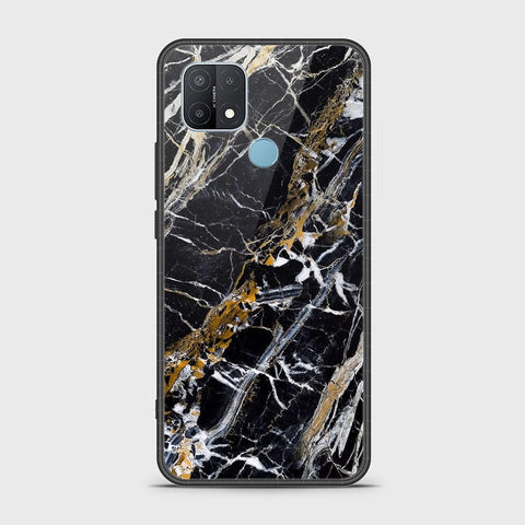 Oppo A15 Cover- Black Marble Series - HQ Ultra Shine Premium Infinity Glass Soft Silicon Borders Case