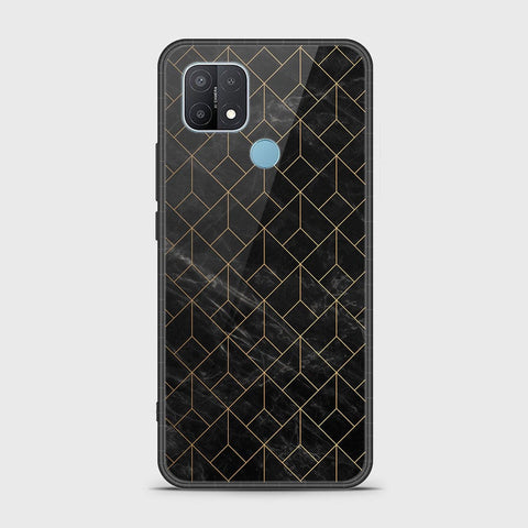 Oppo A15 Cover- Black Marble Series - HQ Ultra Shine Premium Infinity Glass Soft Silicon Borders Case