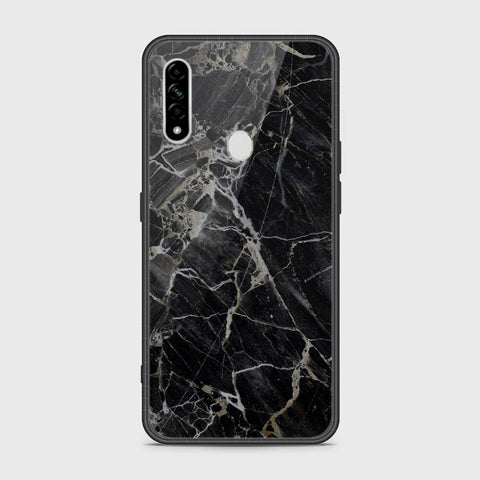 Oppo A8 Cover- Black Marble Series - HQ Ultra Shine Premium Infinity Glass Soft Silicon Borders Case