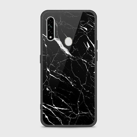 Oppo A8 Cover- Black Marble Series - HQ Ultra Shine Premium Infinity Glass Soft Silicon Borders Case