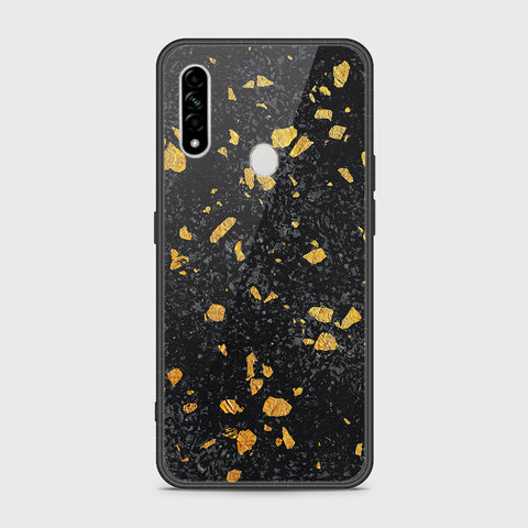 Oppo A8 Cover- Black Marble Series - HQ Ultra Shine Premium Infinity Glass Soft Silicon Borders Case