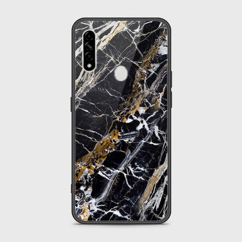 Oppo A8 Cover- Black Marble Series - HQ Ultra Shine Premium Infinity Glass Soft Silicon Borders Case