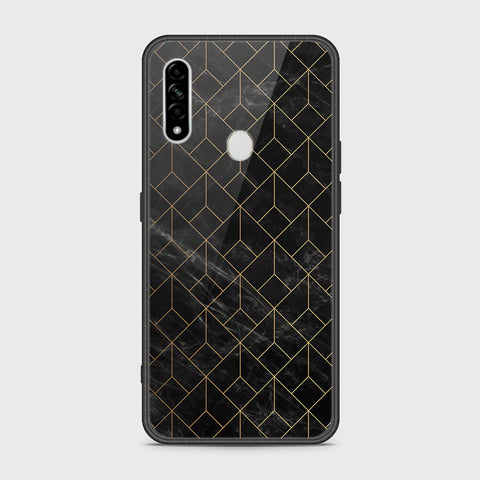 Oppo A8 Cover- Black Marble Series - HQ Ultra Shine Premium Infinity Glass Soft Silicon Borders Case