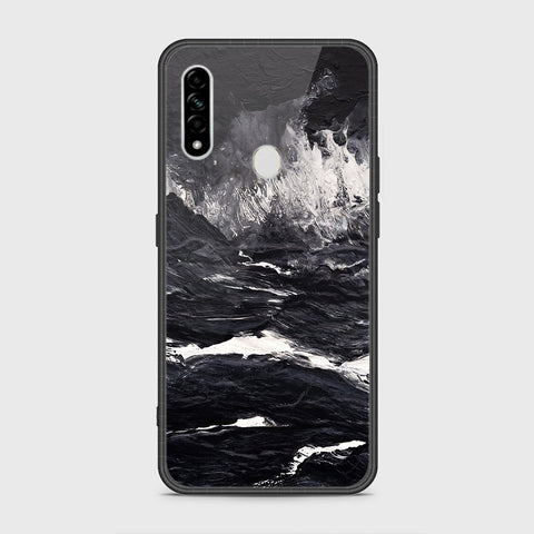 Oppo A8 Cover- Black Marble Series - HQ Ultra Shine Premium Infinity Glass Soft Silicon Borders Case