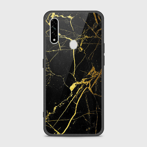 Oppo A8 Cover- Black Marble Series - HQ Ultra Shine Premium Infinity Glass Soft Silicon Borders Case