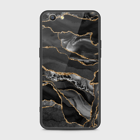 Oppo A57 Cover- Black Marble Series - HQ Ultra Shine Premium Infinity Glass Soft Silicon Borders Case