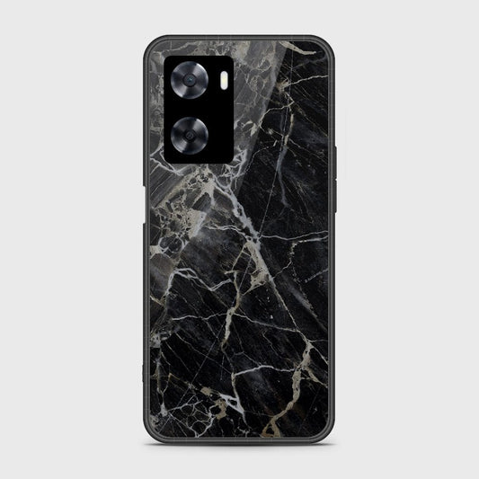 Oppo A57 4G 2022 Cover- Black Marble Series - HQ Ultra Shine Premium Infinity Glass Soft Silicon Borders Case