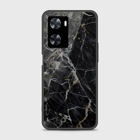 Oppo A77s Cover- Black Marble Series - HQ Ultra Shine Premium Infinity Glass Soft Silicon Borders Case