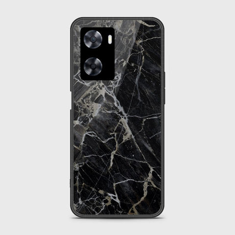 Oppo A57 4G 2022 Cover- Black Marble Series - HQ Ultra Shine Premium Infinity Glass Soft Silicon Borders Case
