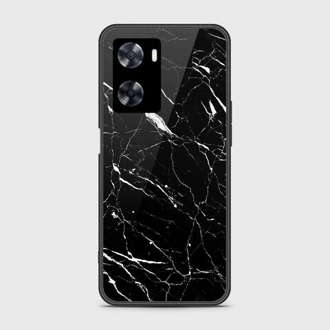 Oppo A77s Cover- Black Marble Series - HQ Ultra Shine Premium Infinity Glass Soft Silicon Borders Case