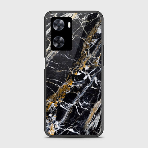 Oppo A77s Cover- Black Marble Series - HQ Ultra Shine Premium Infinity Glass Soft Silicon Borders Case