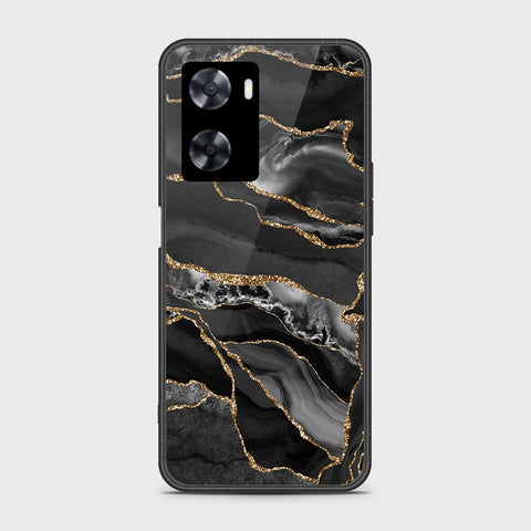 Oppo A77s Cover- Black Marble Series - HQ Ultra Shine Premium Infinity Glass Soft Silicon Borders Case