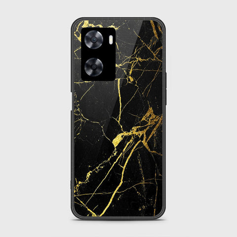 Oppo A77s Cover- Black Marble Series - HQ Ultra Shine Premium Infinity Glass Soft Silicon Borders Case