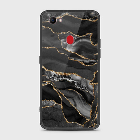 Oppo F7 Cover- Black Marble Series - HQ Ultra Shine Premium Infinity Glass Soft Silicon Borders Case