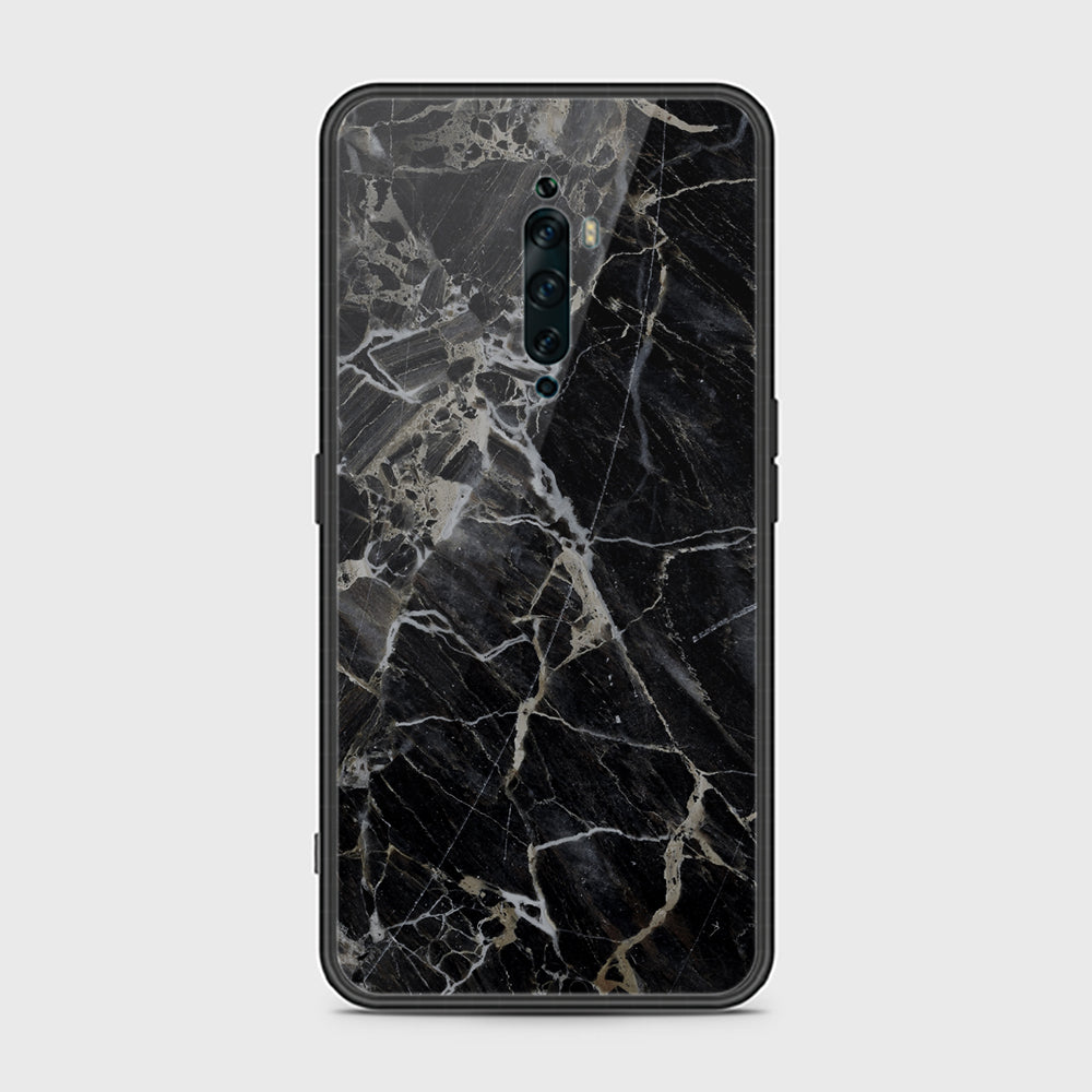 Oppo Reno 2F Cover- Black Marble Series - HQ Ultra Shine Premium Infinity Glass Soft Silicon Borders Case