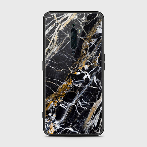 Oppo Reno 2F Cover- Black Marble Series - HQ Ultra Shine Premium Infinity Glass Soft Silicon Borders Case