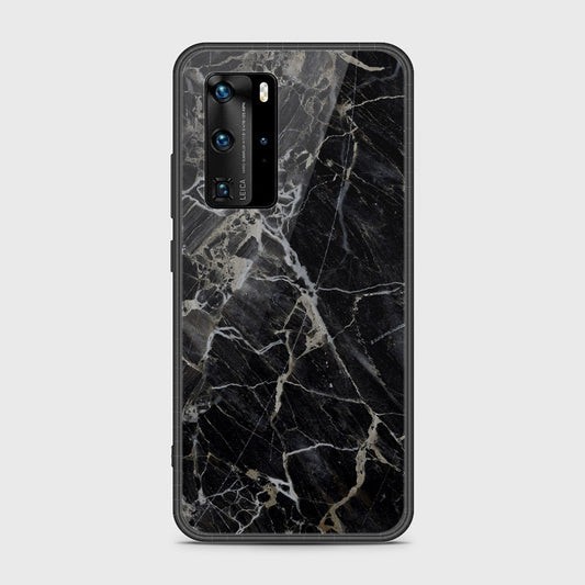 Huawei P40 Pro Cover- Black Marble Series - HQ Ultra Shine Premium Infinity Glass Soft Silicon Borders Case