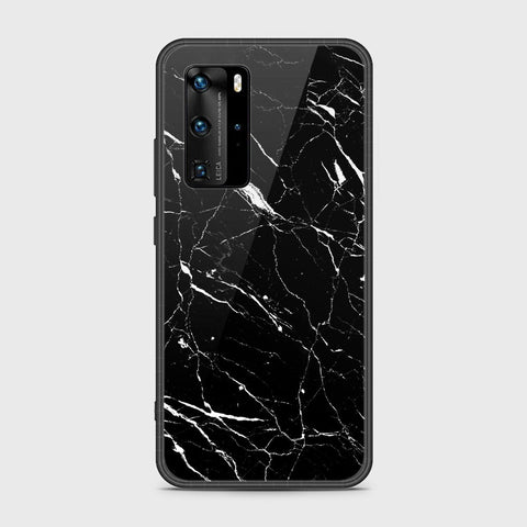 Huawei P40 Pro Cover- Black Marble Series - HQ Ultra Shine Premium Infinity Glass Soft Silicon Borders Case