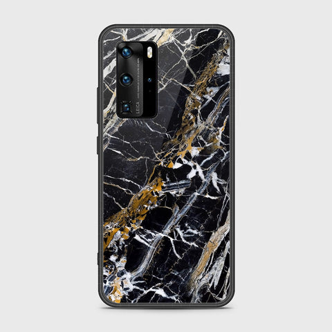 Huawei P40 Pro Cover- Black Marble Series - HQ Ultra Shine Premium Infinity Glass Soft Silicon Borders Case