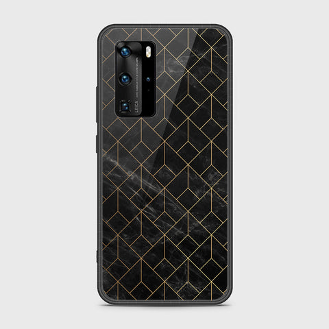 Huawei P40 Pro Cover- Black Marble Series - HQ Ultra Shine Premium Infinity Glass Soft Silicon Borders Case